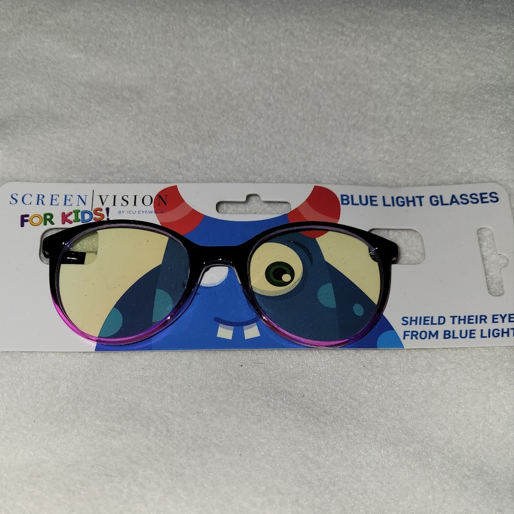 ICU Eyewear Kids Youth Screen Vision Blue Light Filtering Purple Oval Glasses Nw
